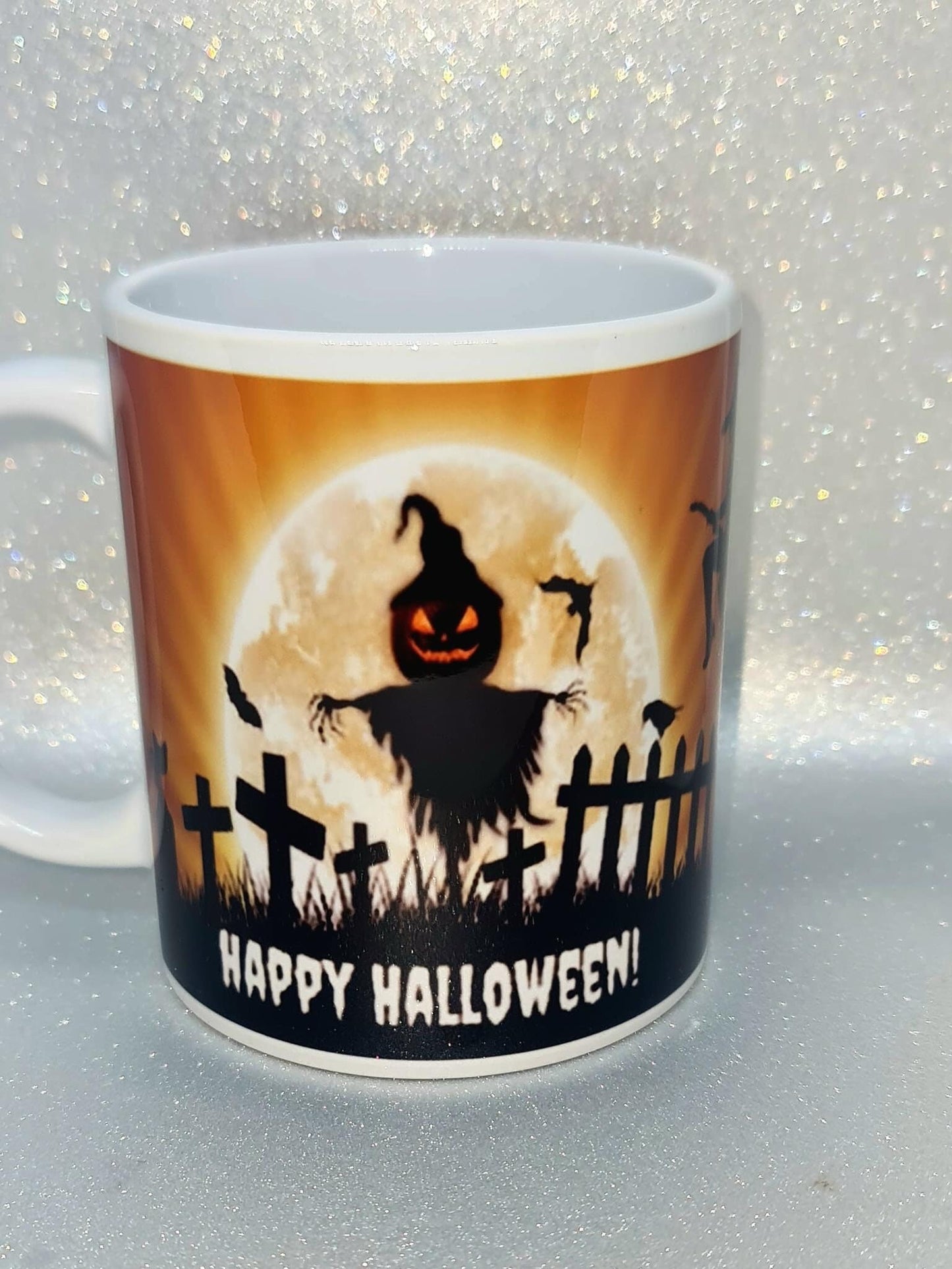 Happy Halloween witch scarecrow mug