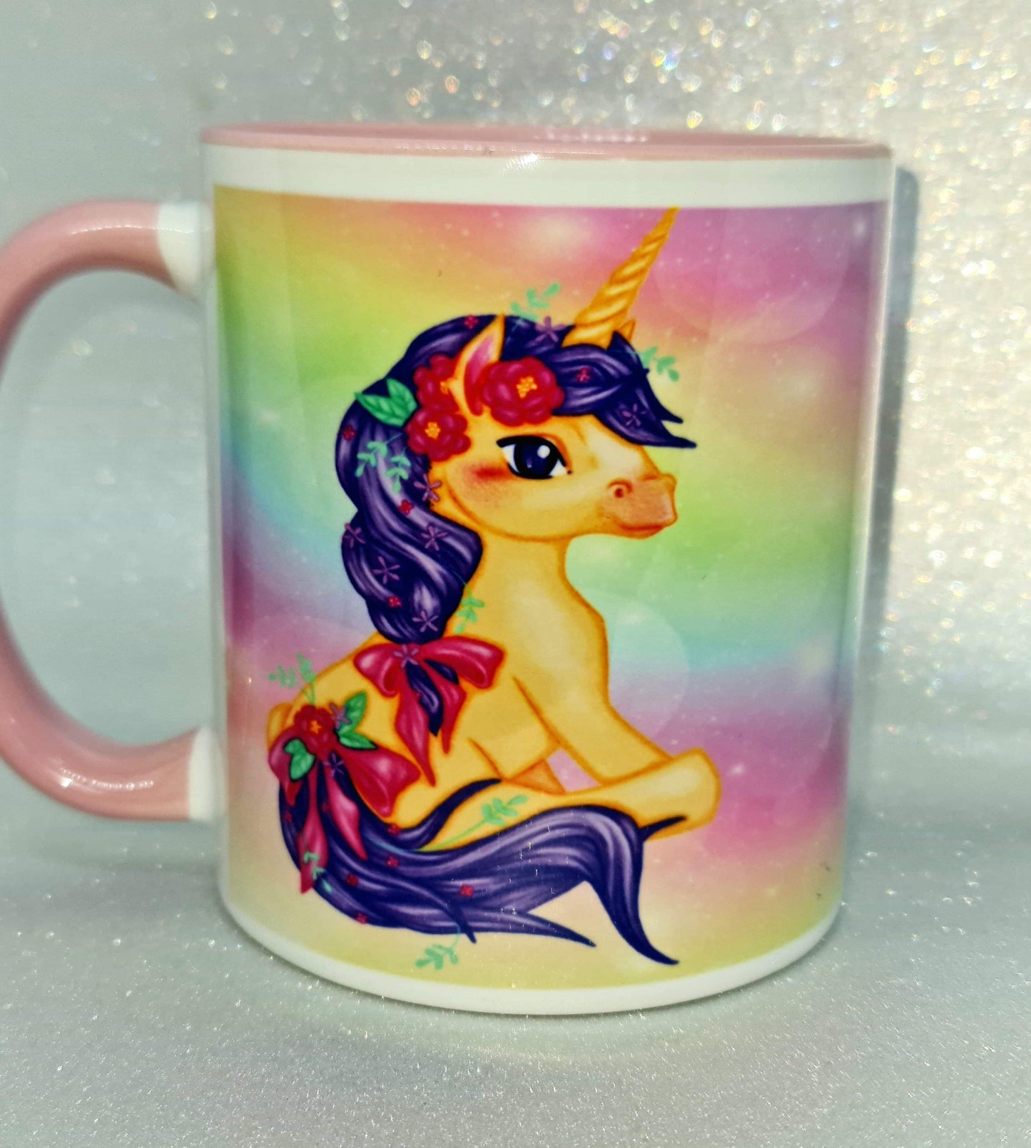 Personalised unicorn rainbow mug
