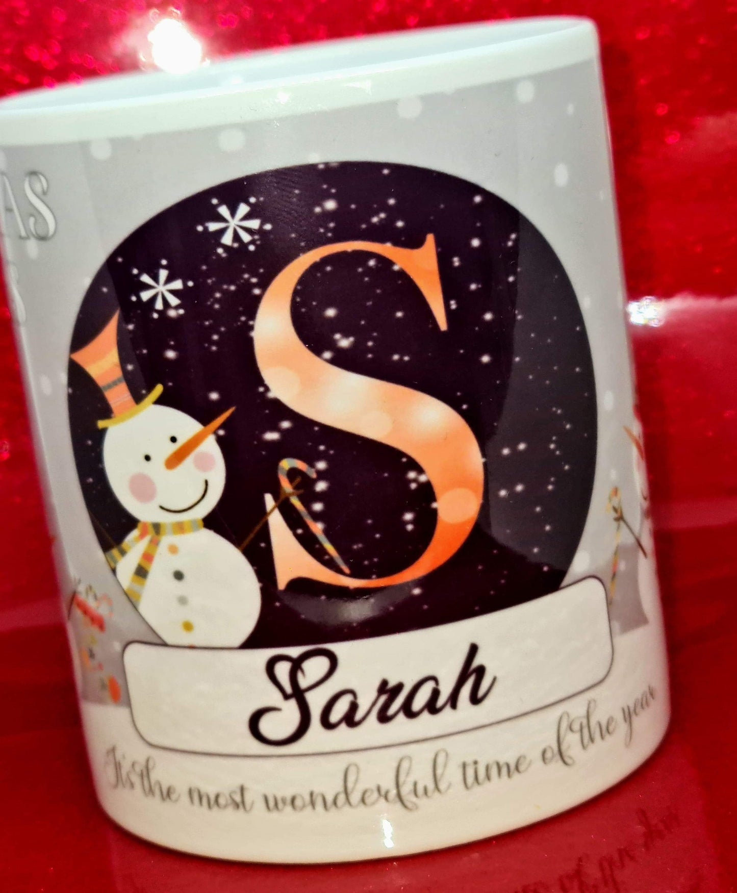 Personalised Christmas, snowman mug