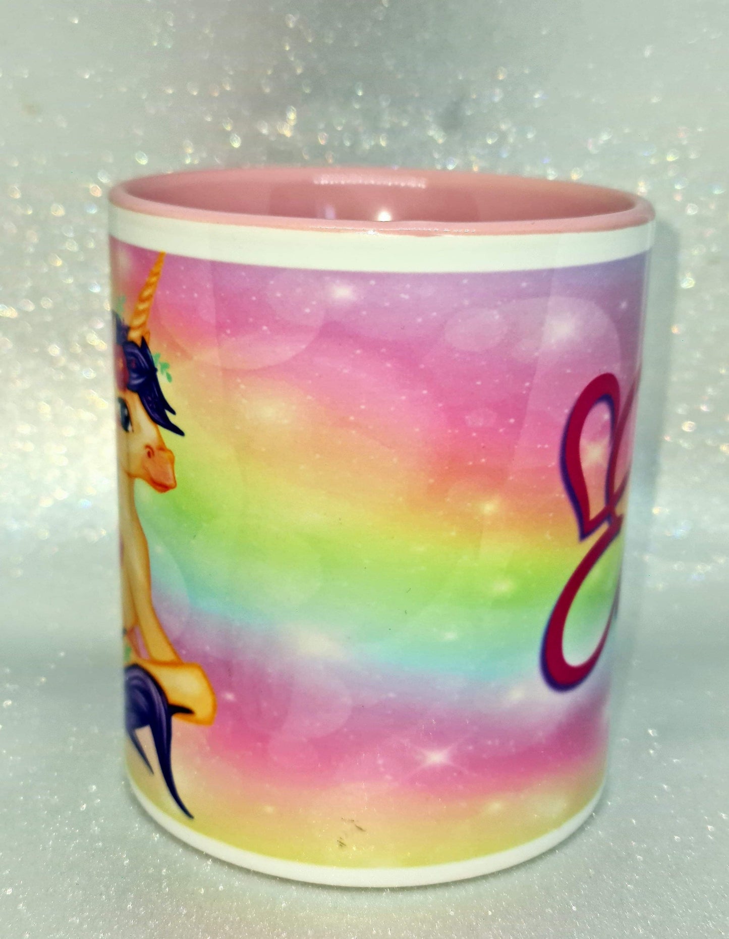 Personalised unicorn rainbow mug