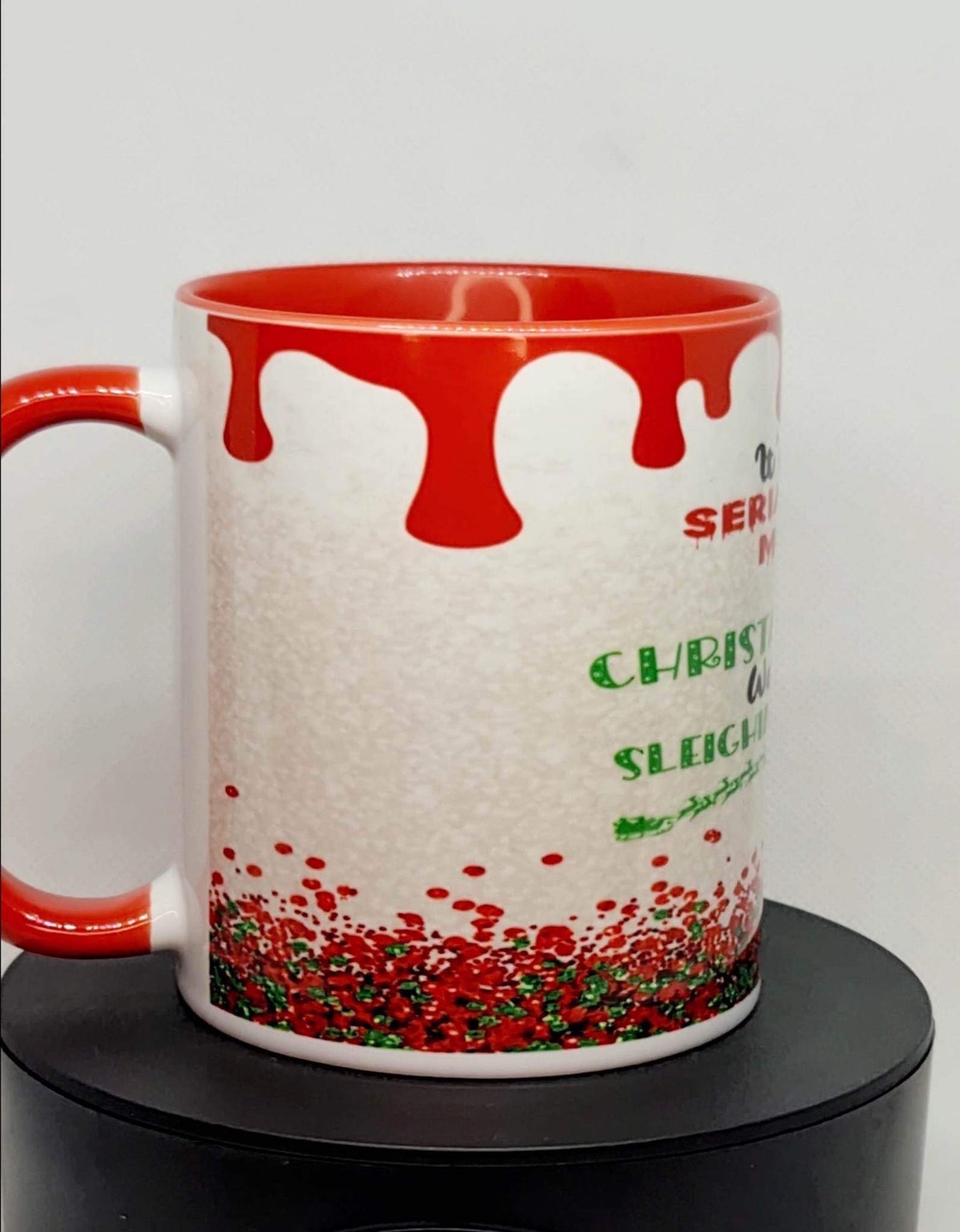 Sleighin or slaying serial killer Christmas mug