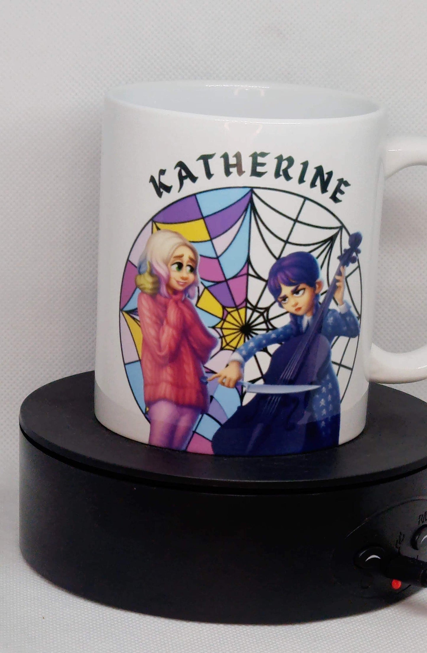 Personalised Enid & Wednesday Addams Cartoon Mug