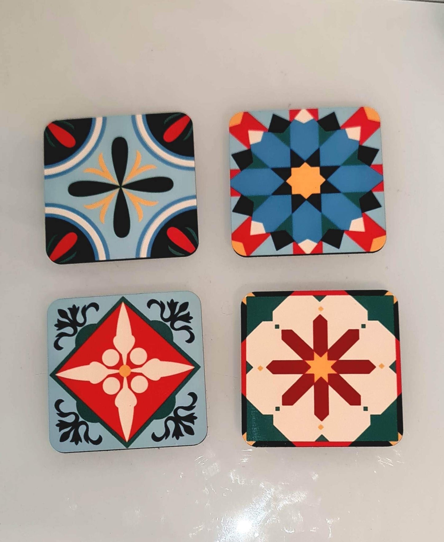 Set of 4 Moroccan style colourful drinks coaster