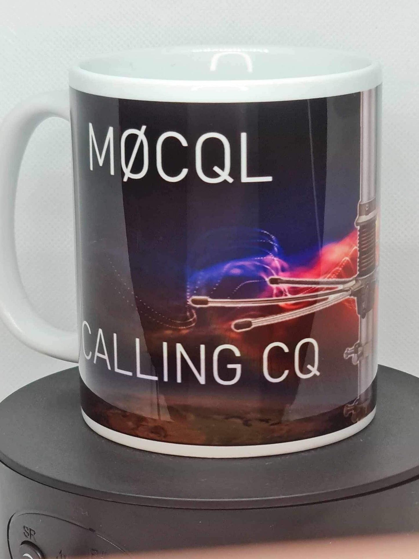 Personalised amateur radio callsign mug