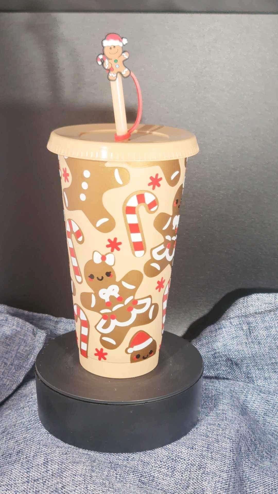 24oz vinyl gingerbread Christmas print cold cup