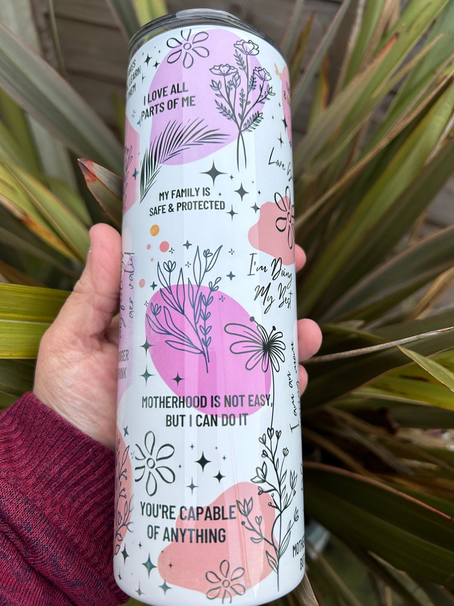 20oz mothers reminders tumbler and straw