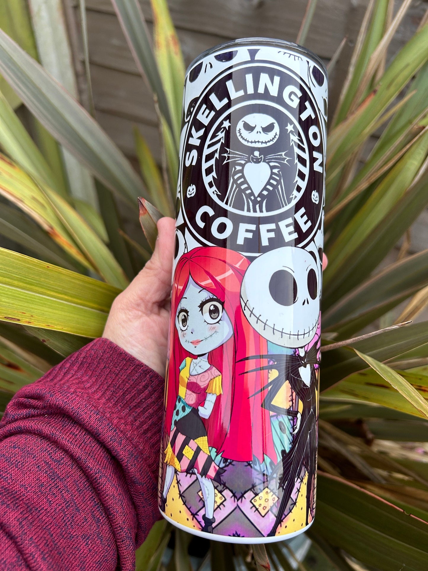 20oz Halloween Skeleton starbucks style tumbler and straw