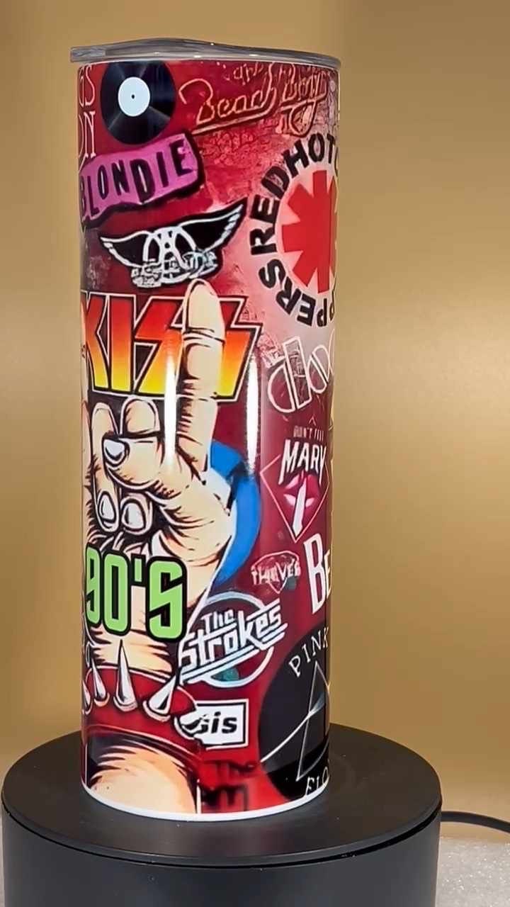 20oz Rock Bands tumbler and straw