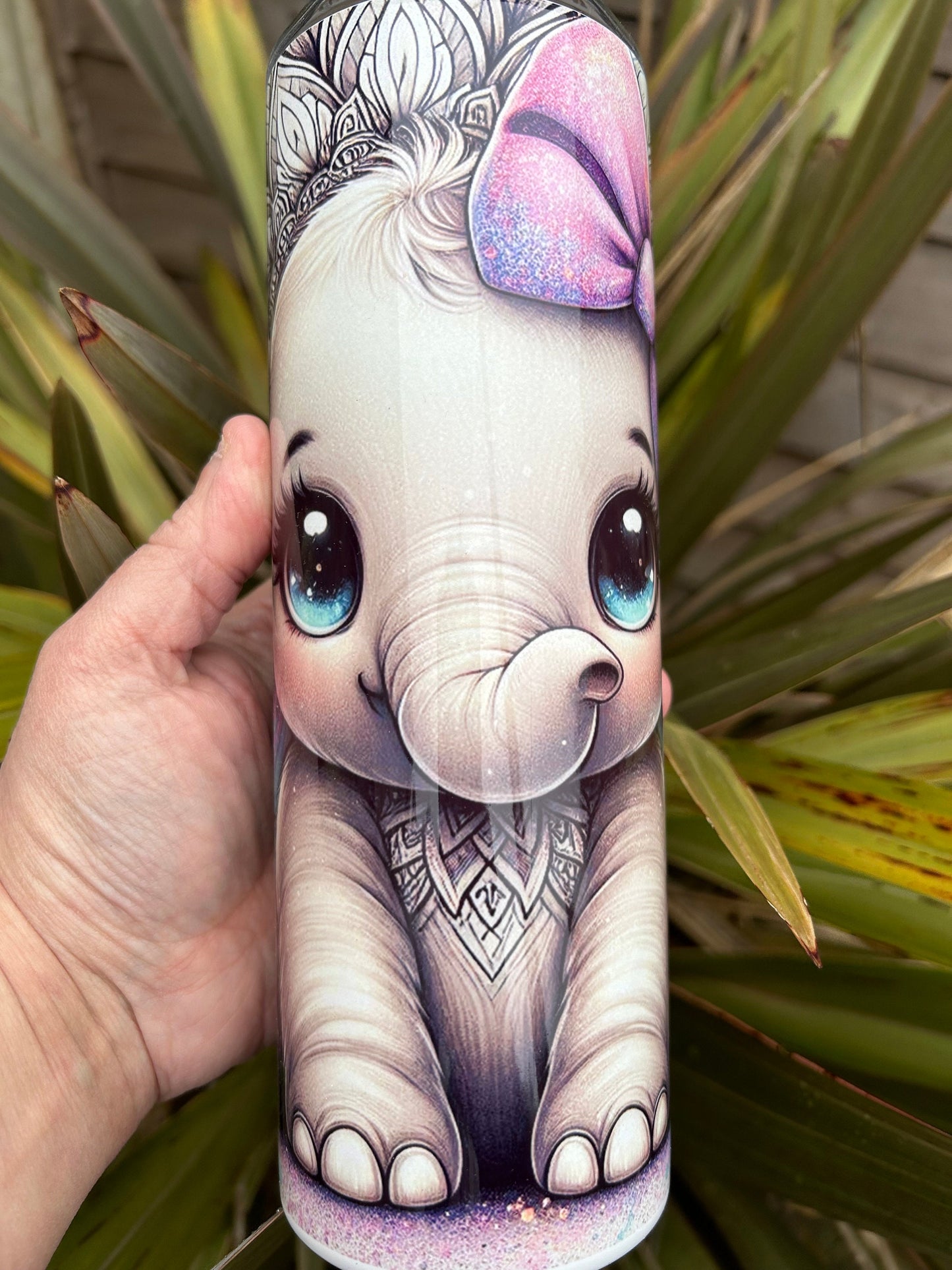 20oz Cute Baby Elephant tumbler and straw