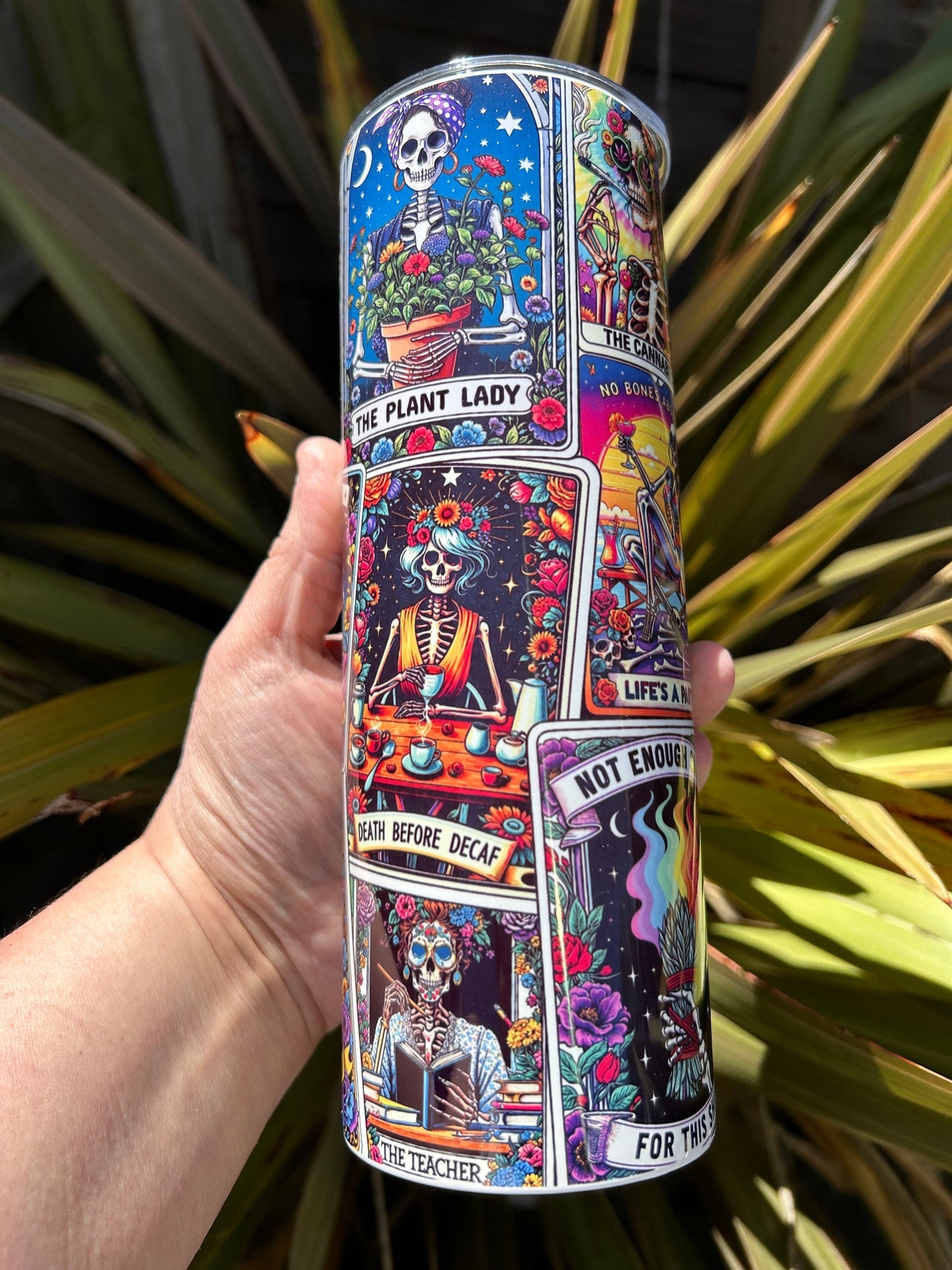 20oz tarot card, skull candy tumbler and straw