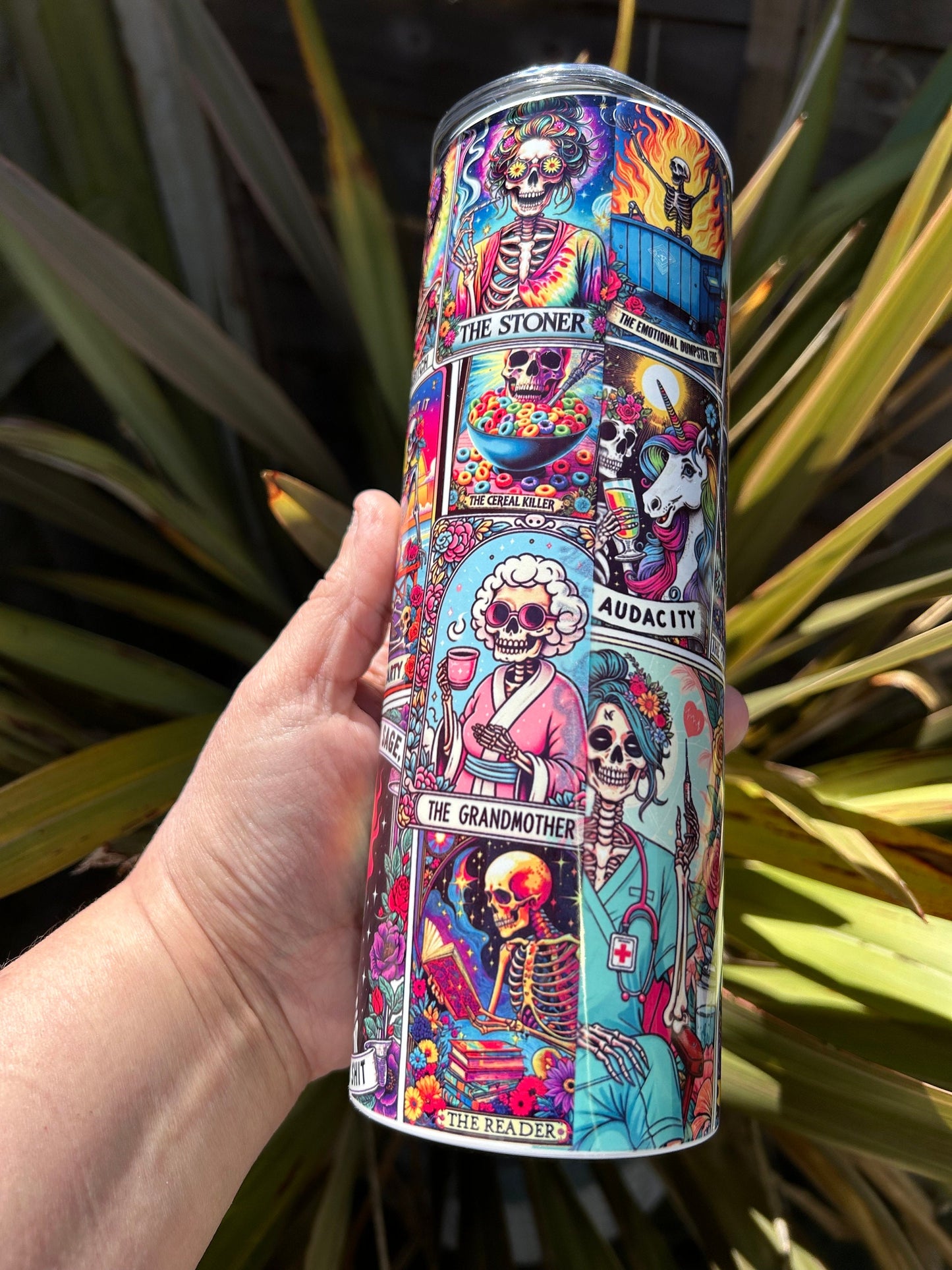 20oz tarot card, skull candy tumbler and straw