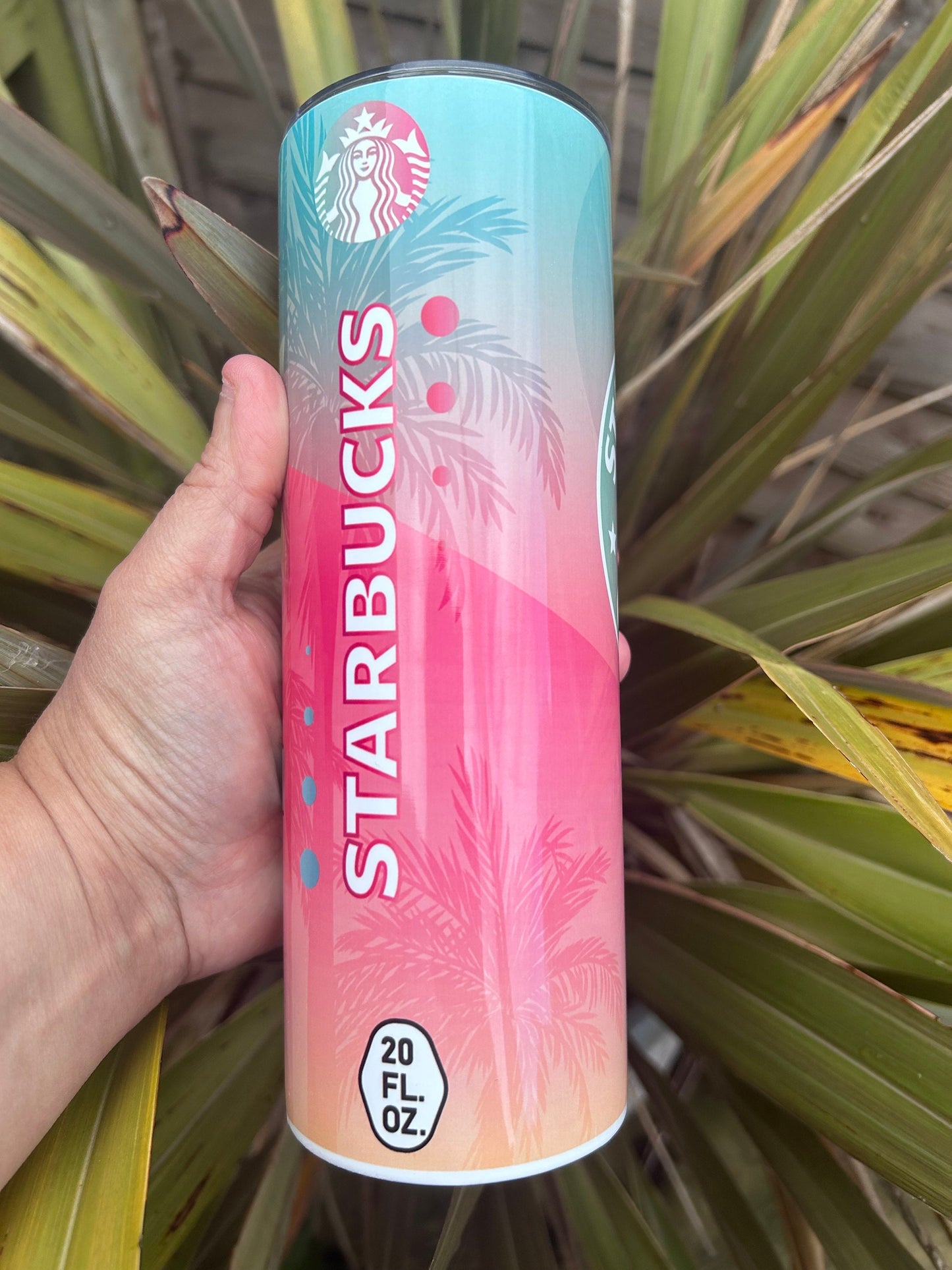 20oz Starbucks style cartoon icon tumbler and straw