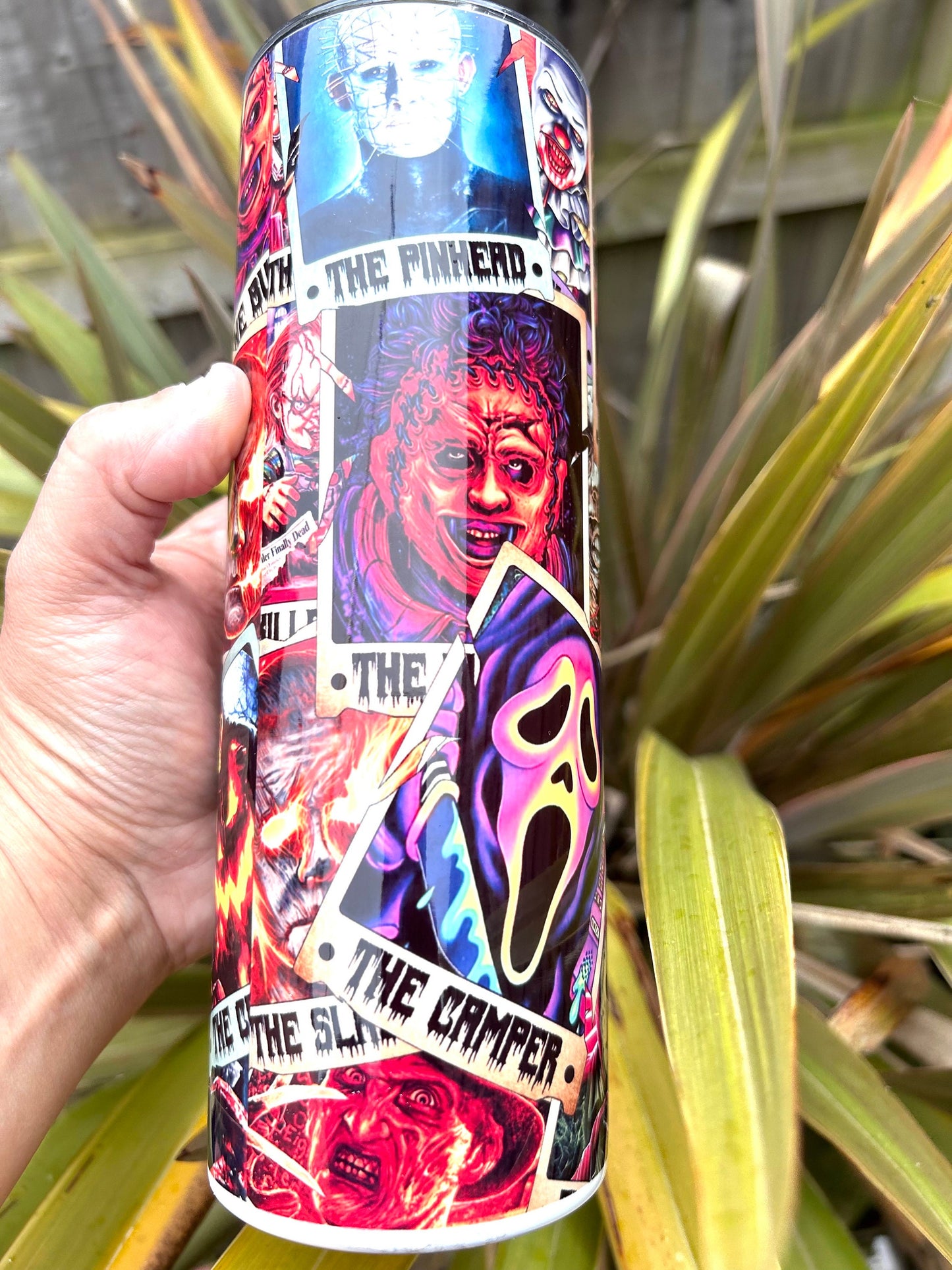 20oz horror films characters tumbler and straw