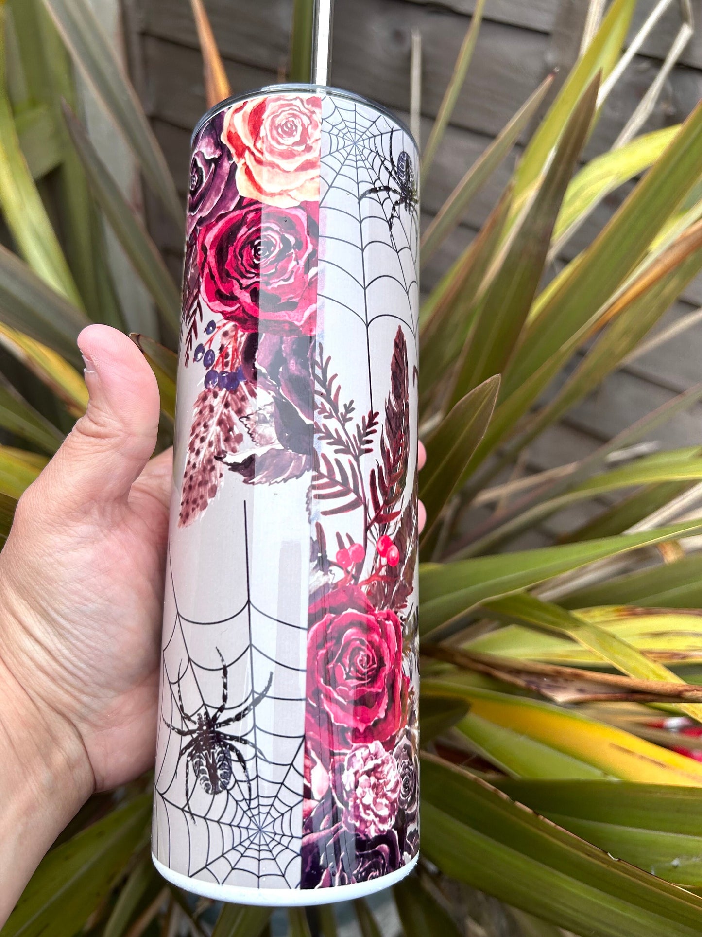 20oz Starbucks style spooky vibes tumbler and straw