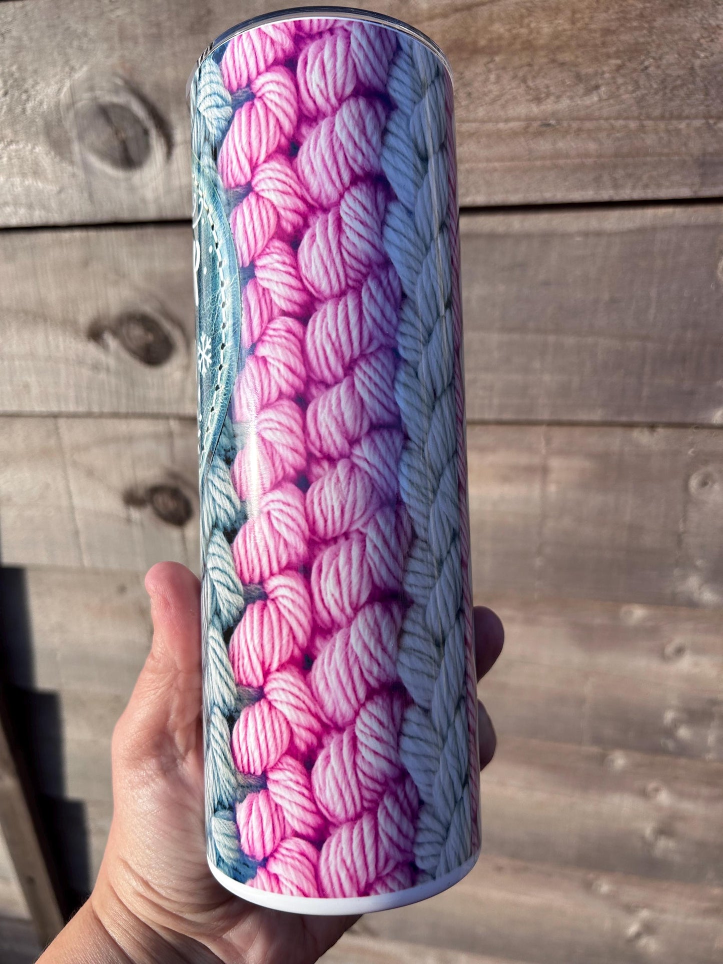 20oz Sweater Weather, knitted style tumbler and straw