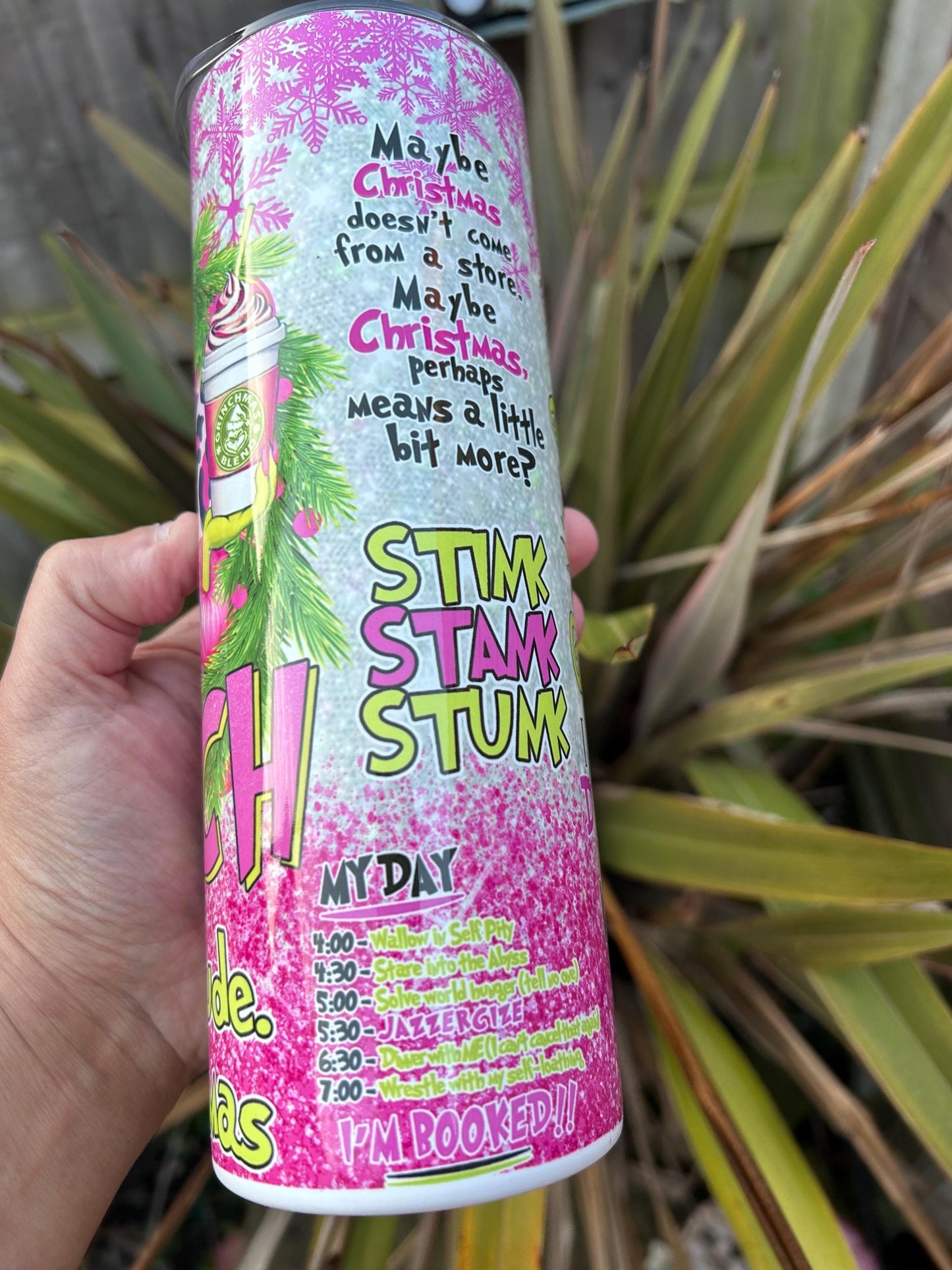 20oz Mrs Grinch tumbler and straw