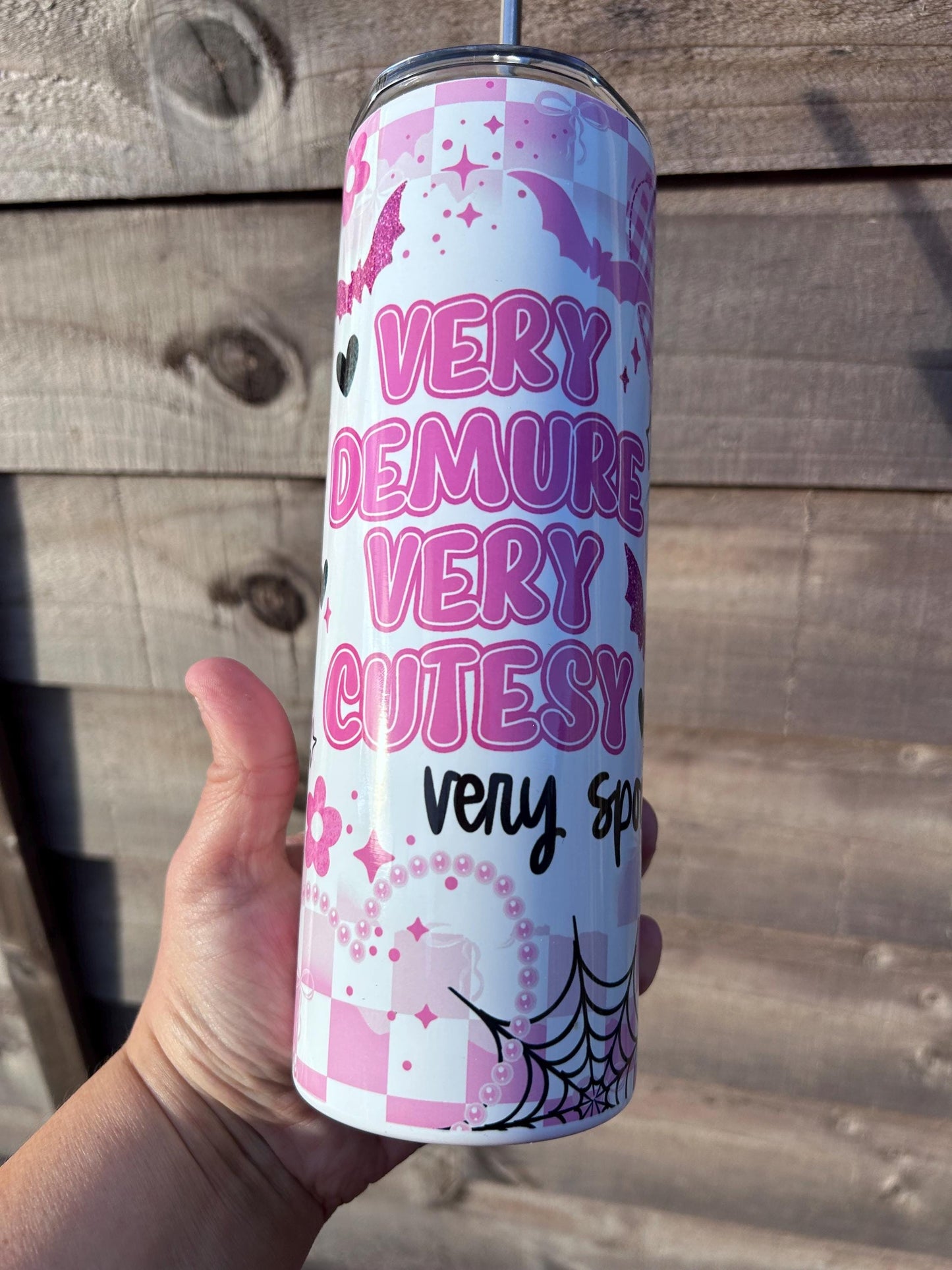 20oz Very Demure, Very cutesy, Very spooky ghost tumbler and straw