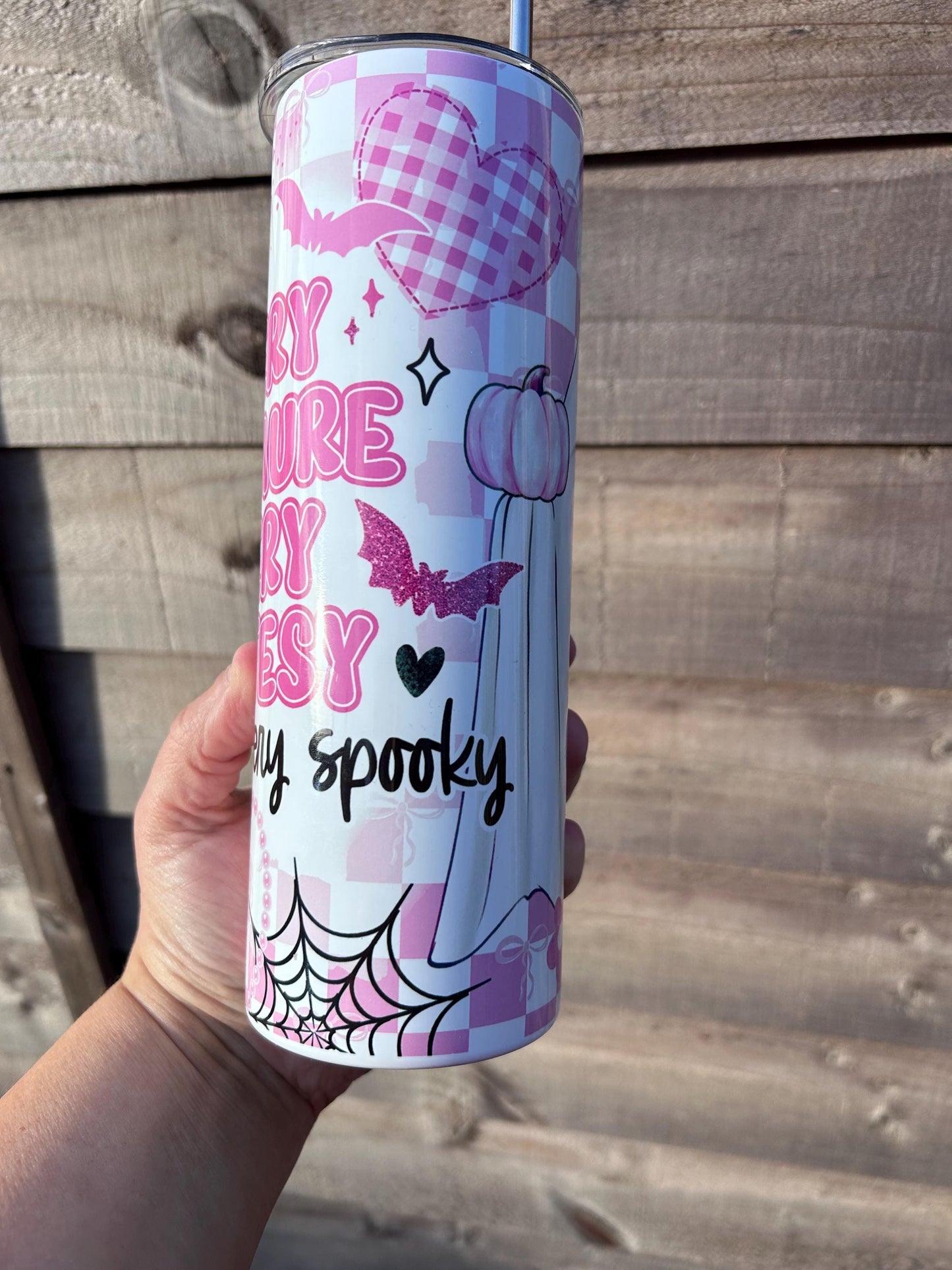 20oz Very Demure, Very cutesy, Very spooky ghost tumbler and straw