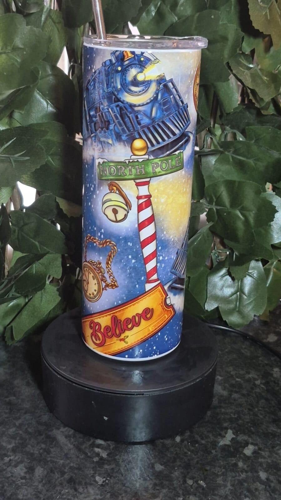 20oz All Aboard The Polar Extess tumbler and straw