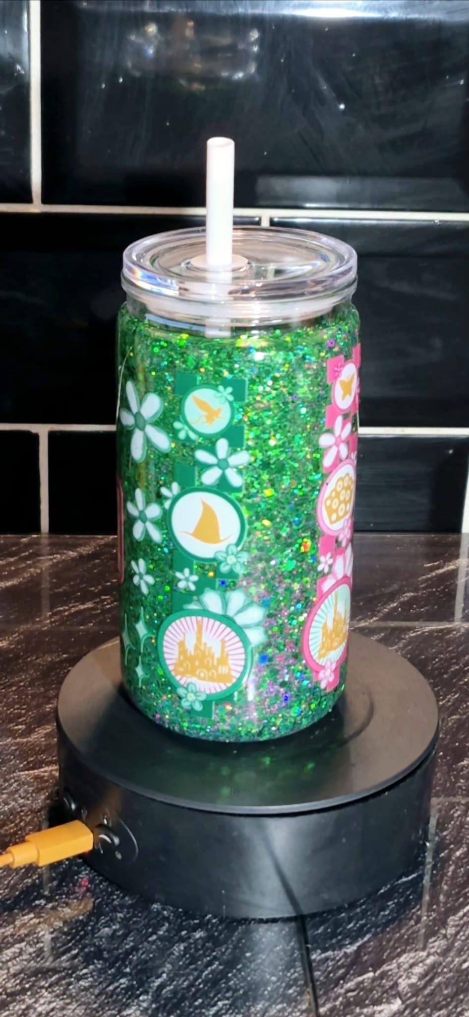 Green Acrylic Wicked No Globe Libby can and straw