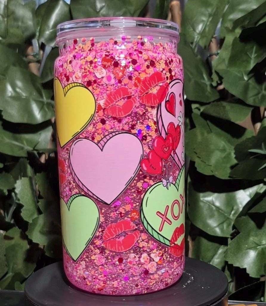 Snoopy valentine Acrylic snowglobe Libby can and straw
