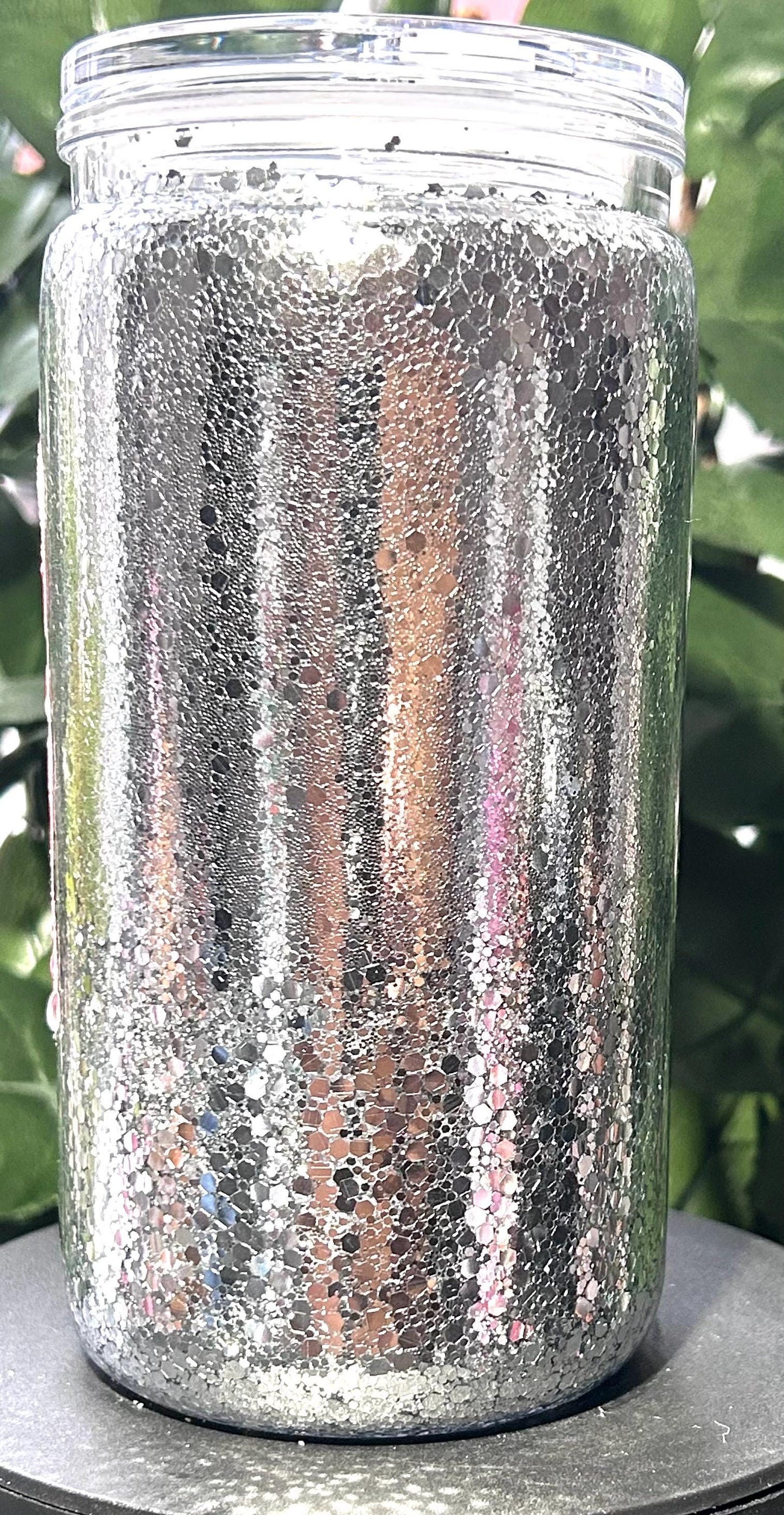 Diet Coke snowglobe silver glitter Libby can and straw