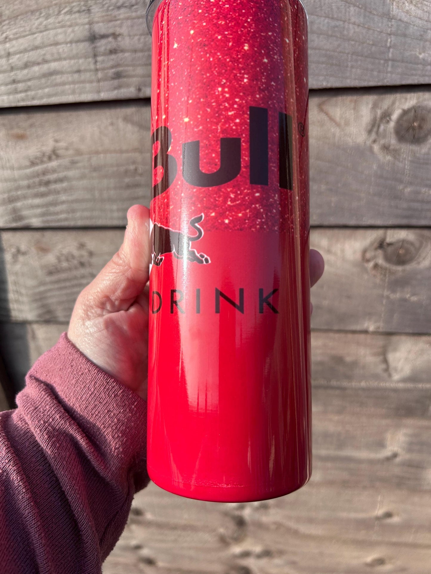 20oz Red Energy Drink tumbler and straw