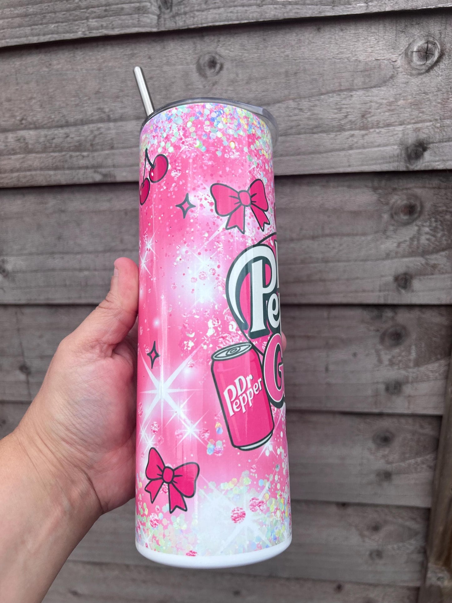 20oz Dr Pepper Girly Tumbler and Straw