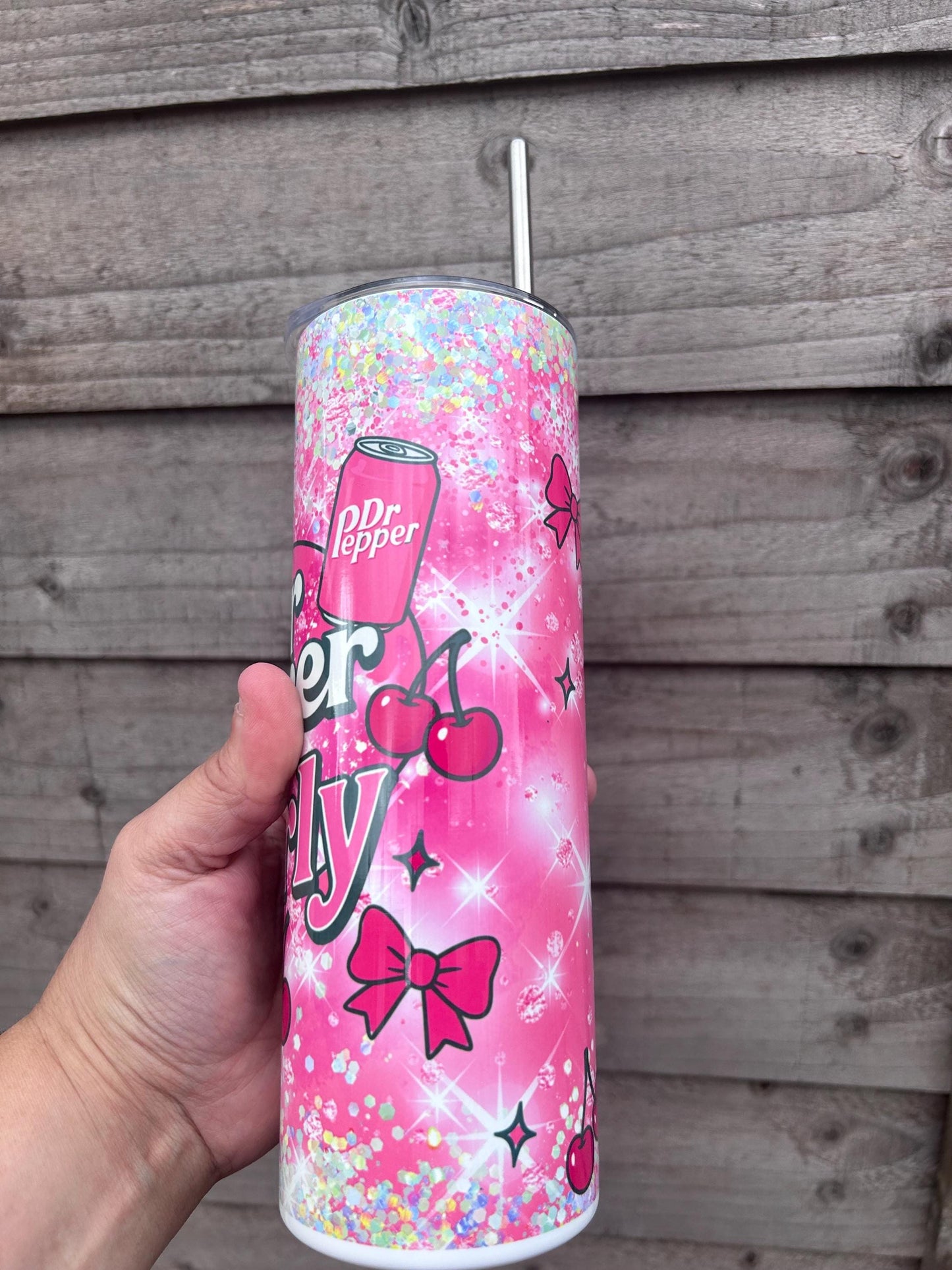 20oz Dr Pepper Girly Tumbler and Straw