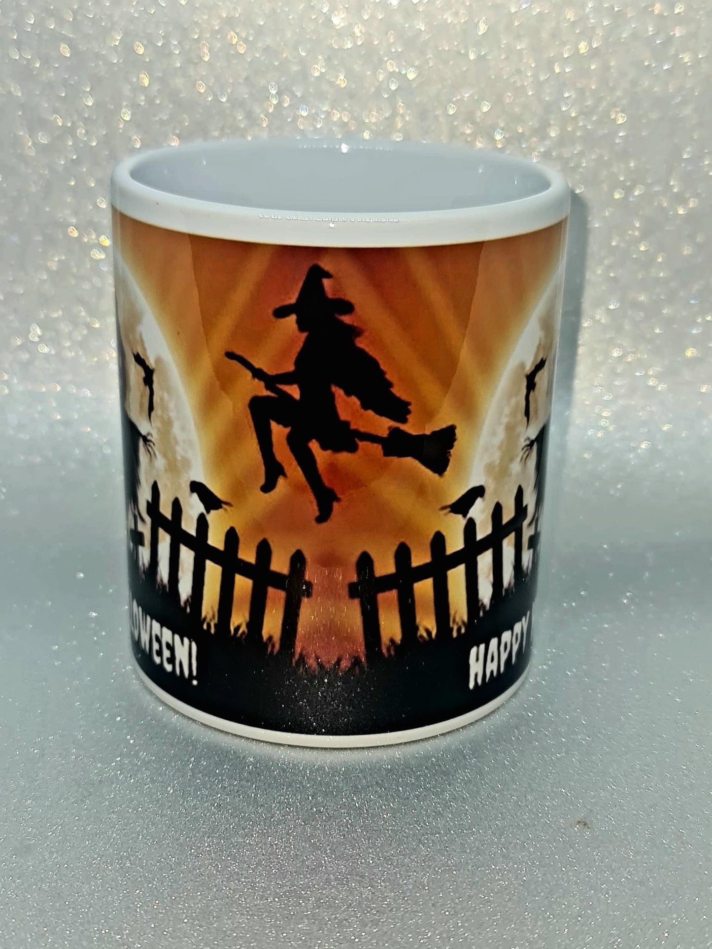 Happy Halloween witch scarecrow mug