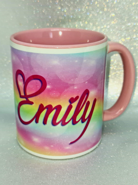 Personalised unicorn rainbow mug