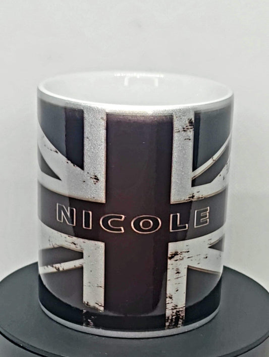 Great Britain Personalised  Black Union Jack england flag Printed  mug