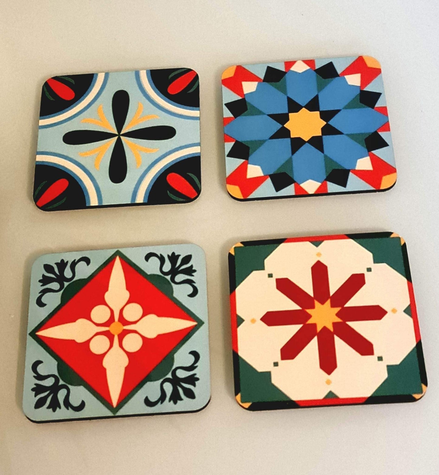 Set of 4 Moroccan style colourful drinks coaster
