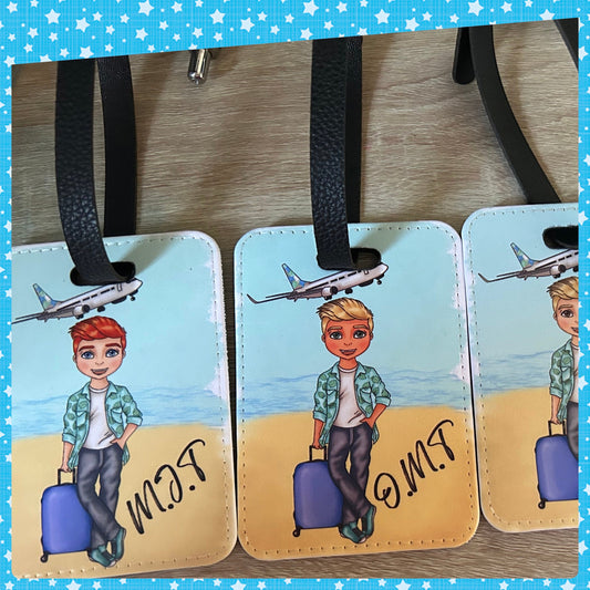 Personalised boy luggage tags
