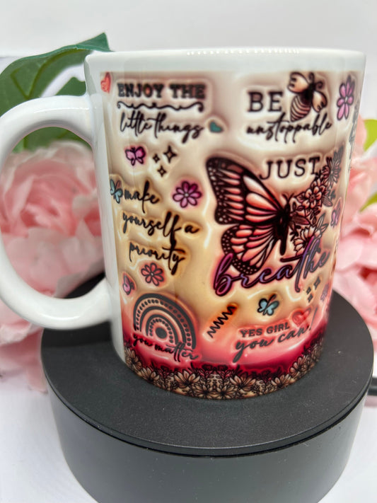 3D positive quote mug