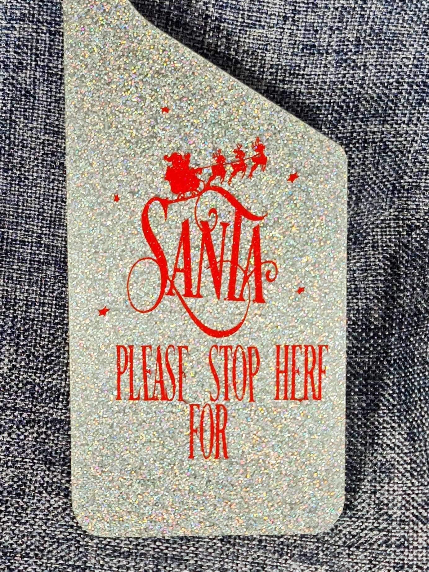 Personalised Christmas “Santa please stop here” door hanger