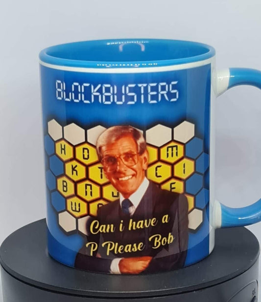 Blockbuster, Bob Holness  television, retro tv, quiz show mug