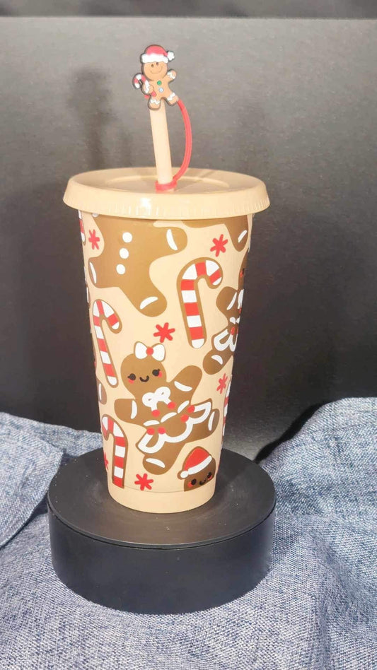 24oz vinyl gingerbread Christmas  print cold cup