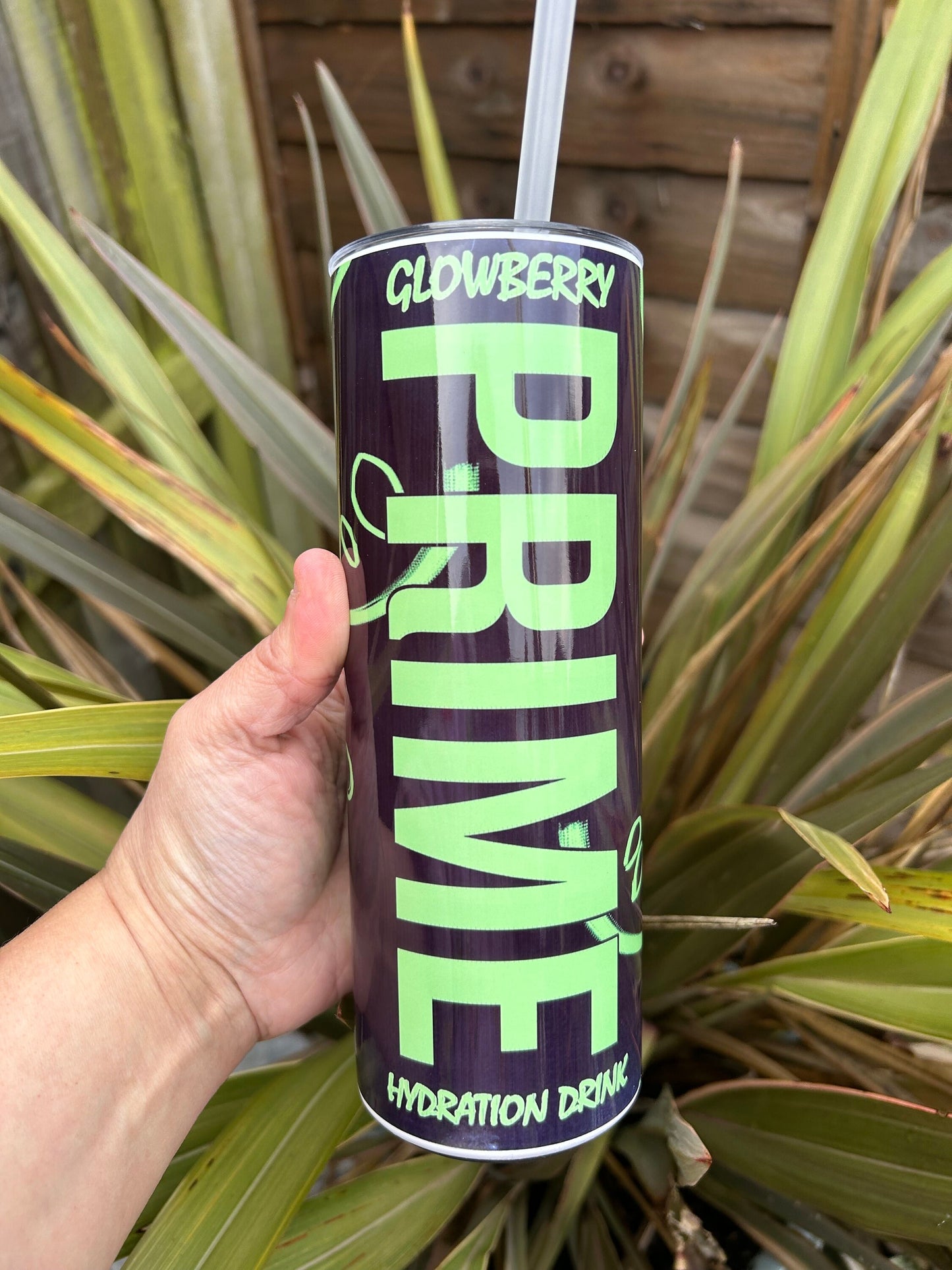 20oz prime glow berry  tumbler and straw