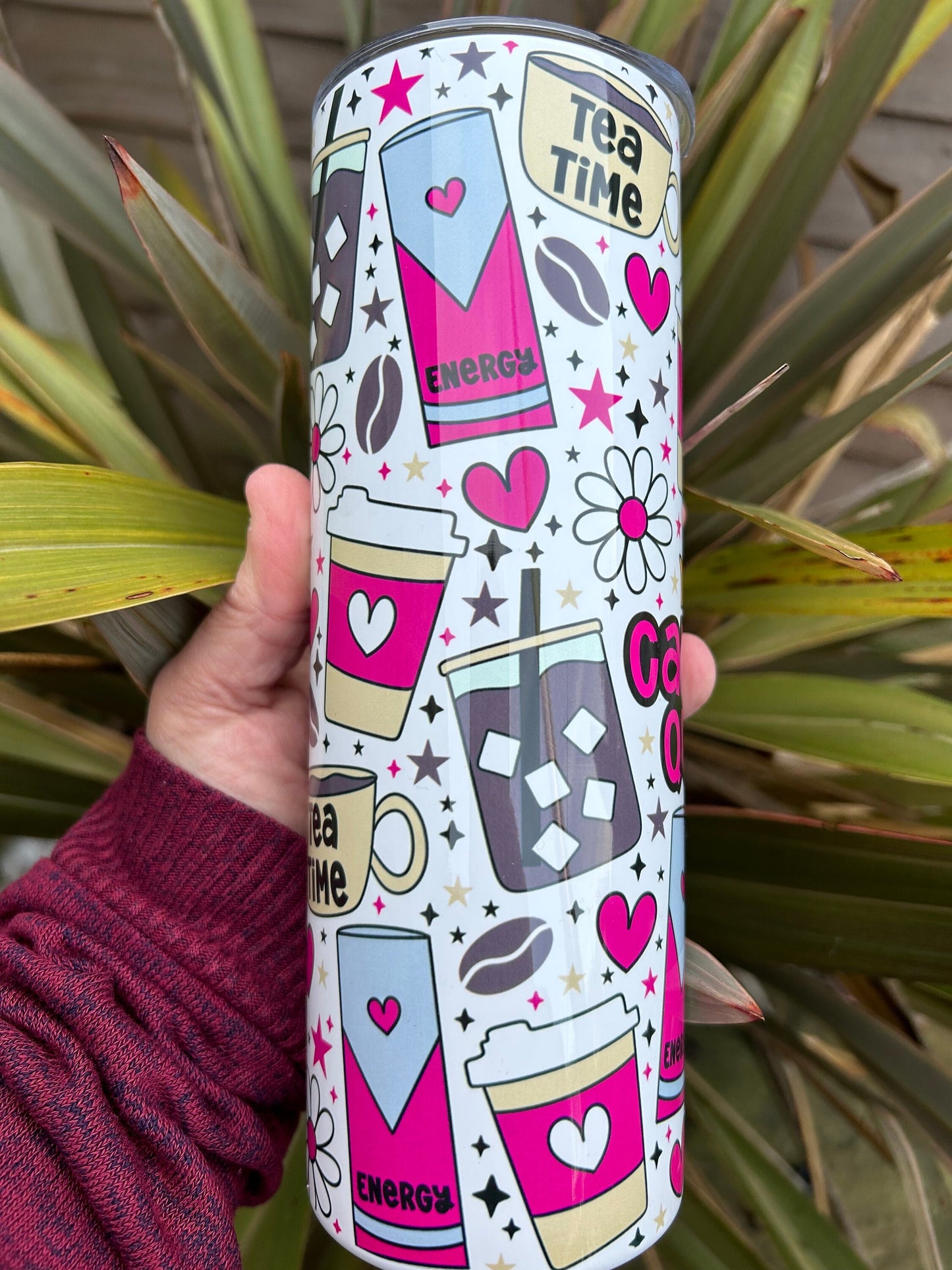 20oz Caffeine Queen  tumbler and straw