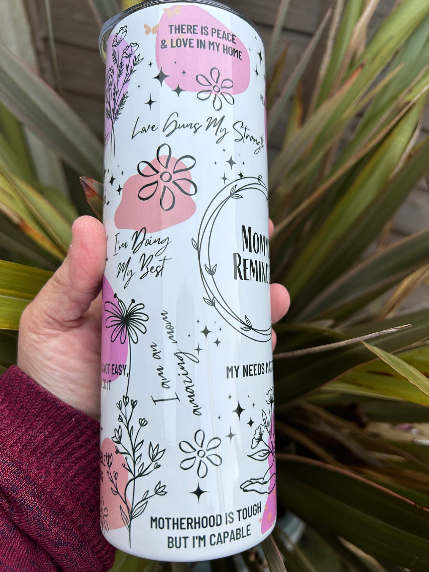 20oz mothers reminders tumbler and straw