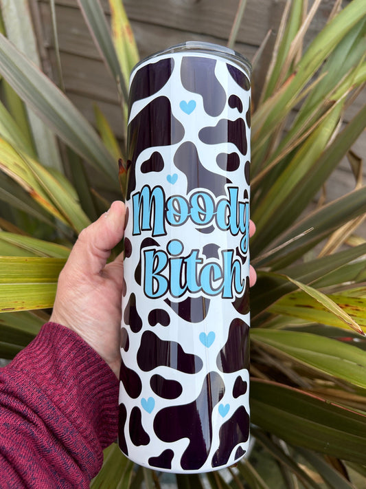 20oz Moody Cow Print  tumbler and straw