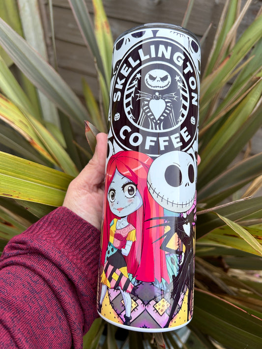 20oz Halloween Skeleton  starbucks style tumbler and straw