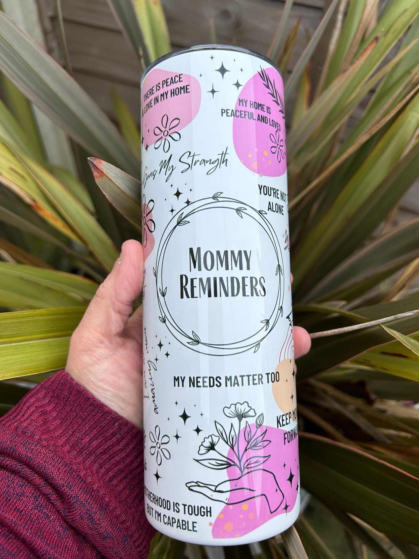 20oz mothers reminders tumbler and straw