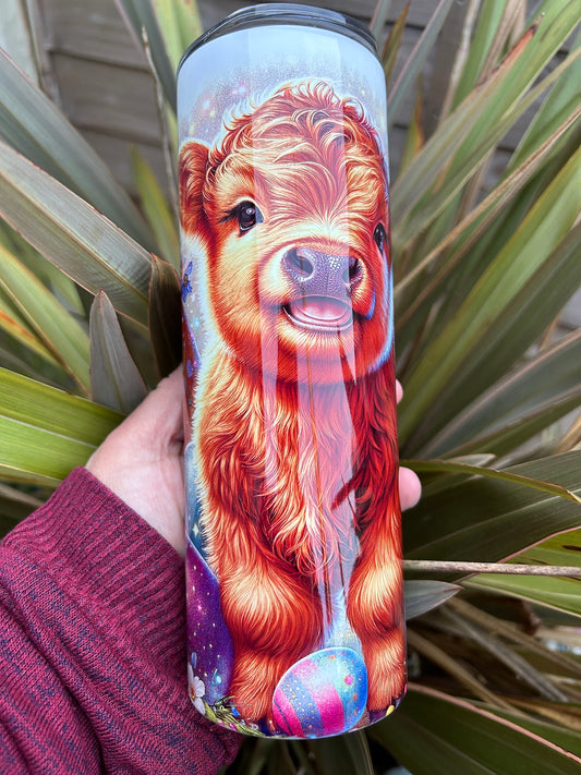 20oz Easter Cow tumbler and straw