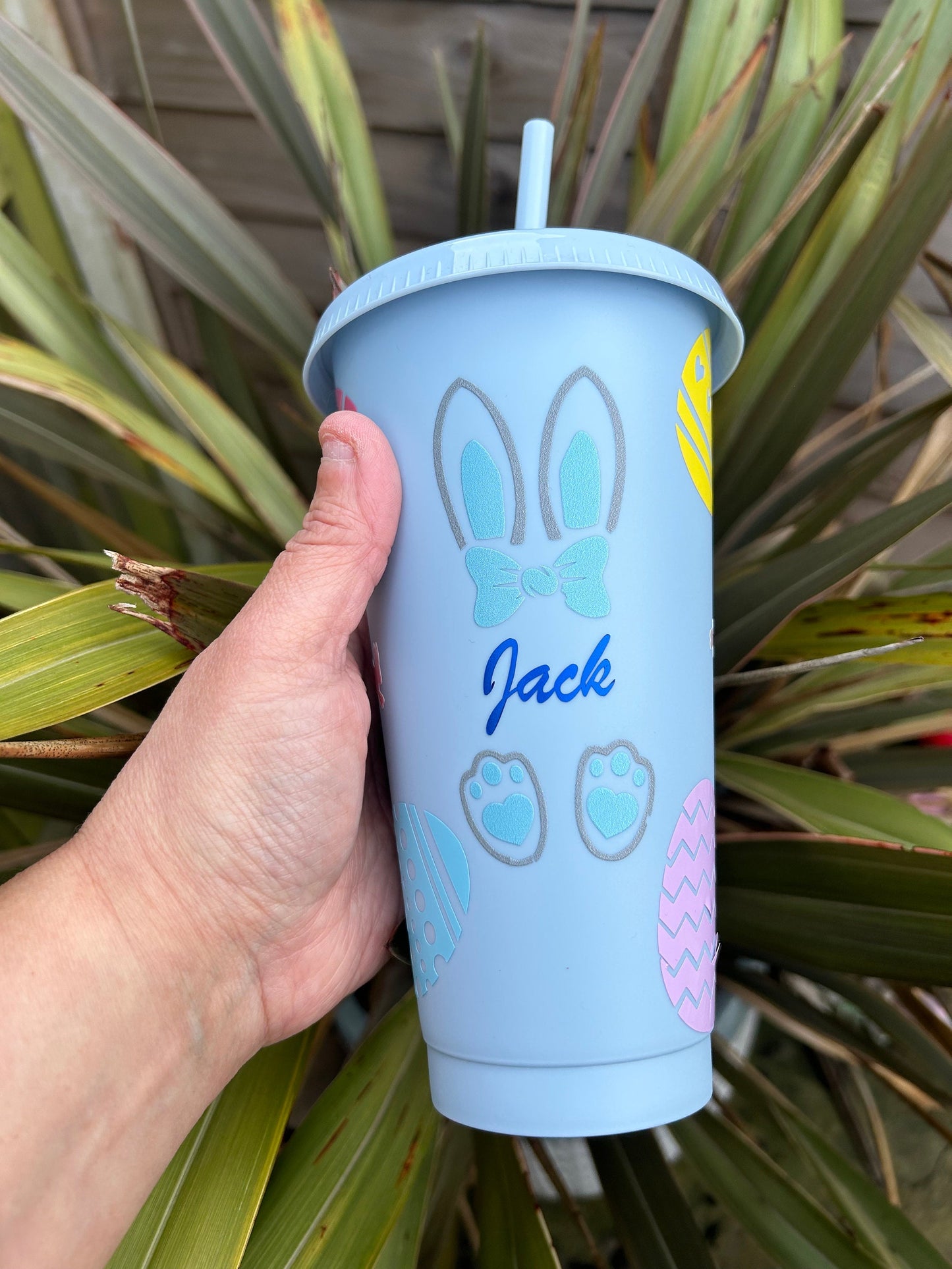 24oz personalised Easter rabbit  cold cup