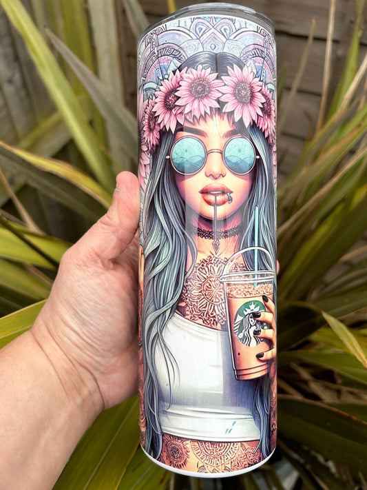 20oz Badass B*tch tumbler and straw