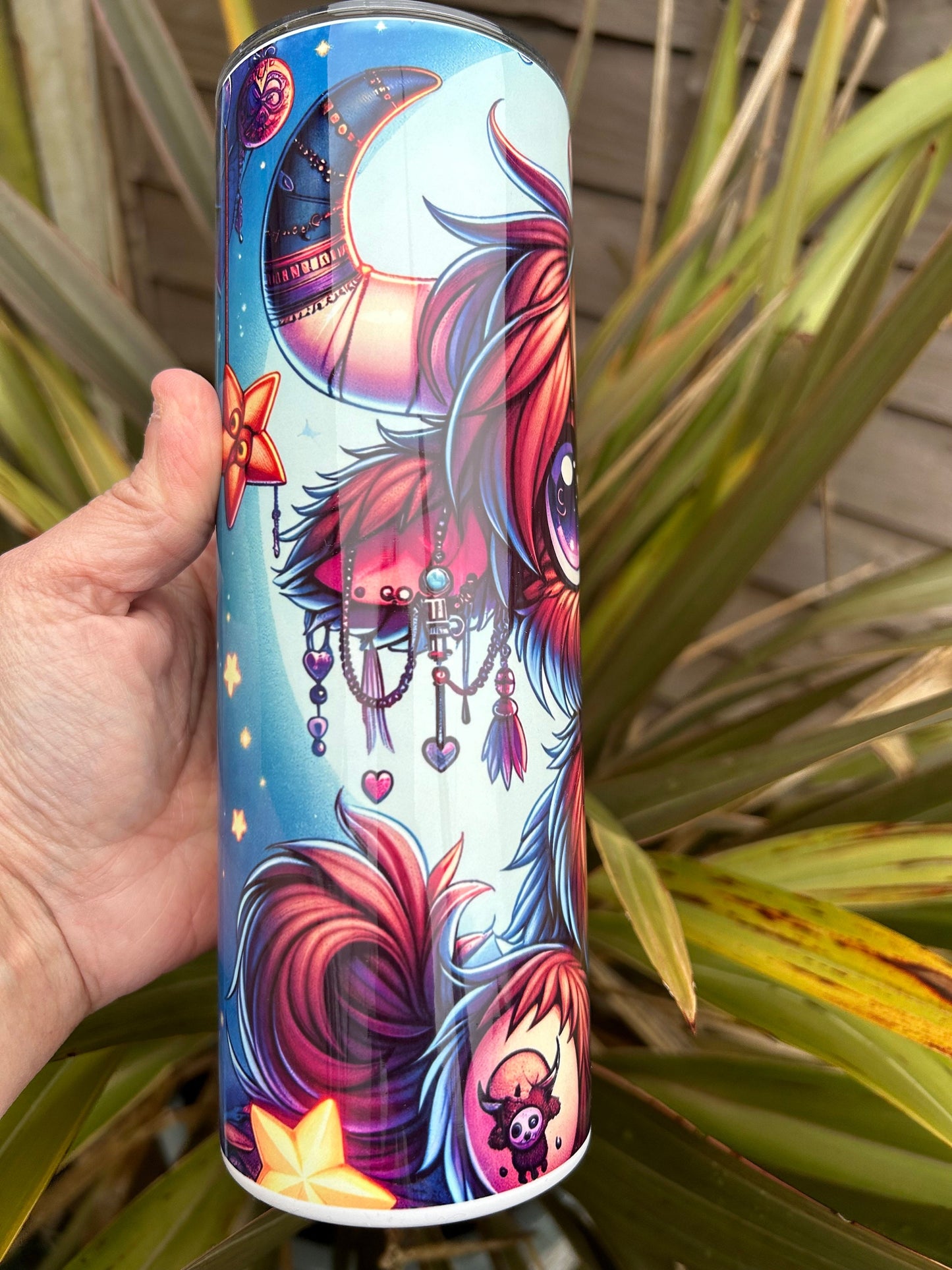 20oz Mystic Moo Highland Cow  tumbler and straw