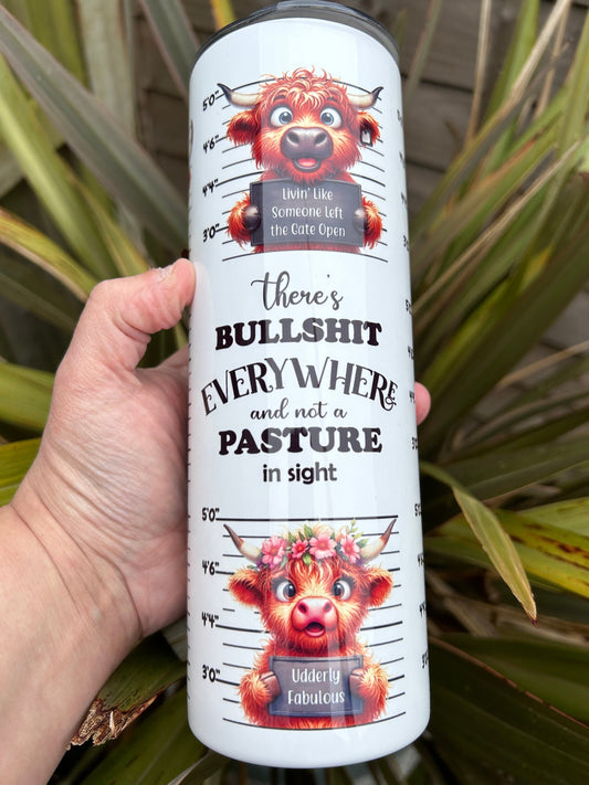20oz In trouble highland cow  tumbler and straw