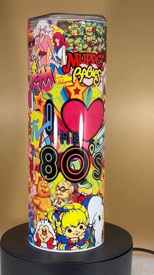 20oz 80s  cartoon icon tumbler and straw